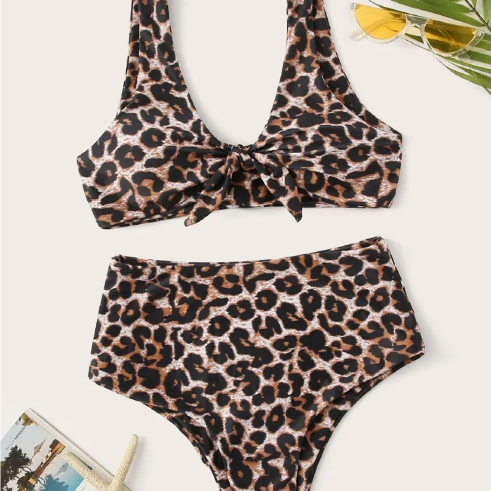 SHEIN Animal Print, Leopard Print High Waisted Bikini